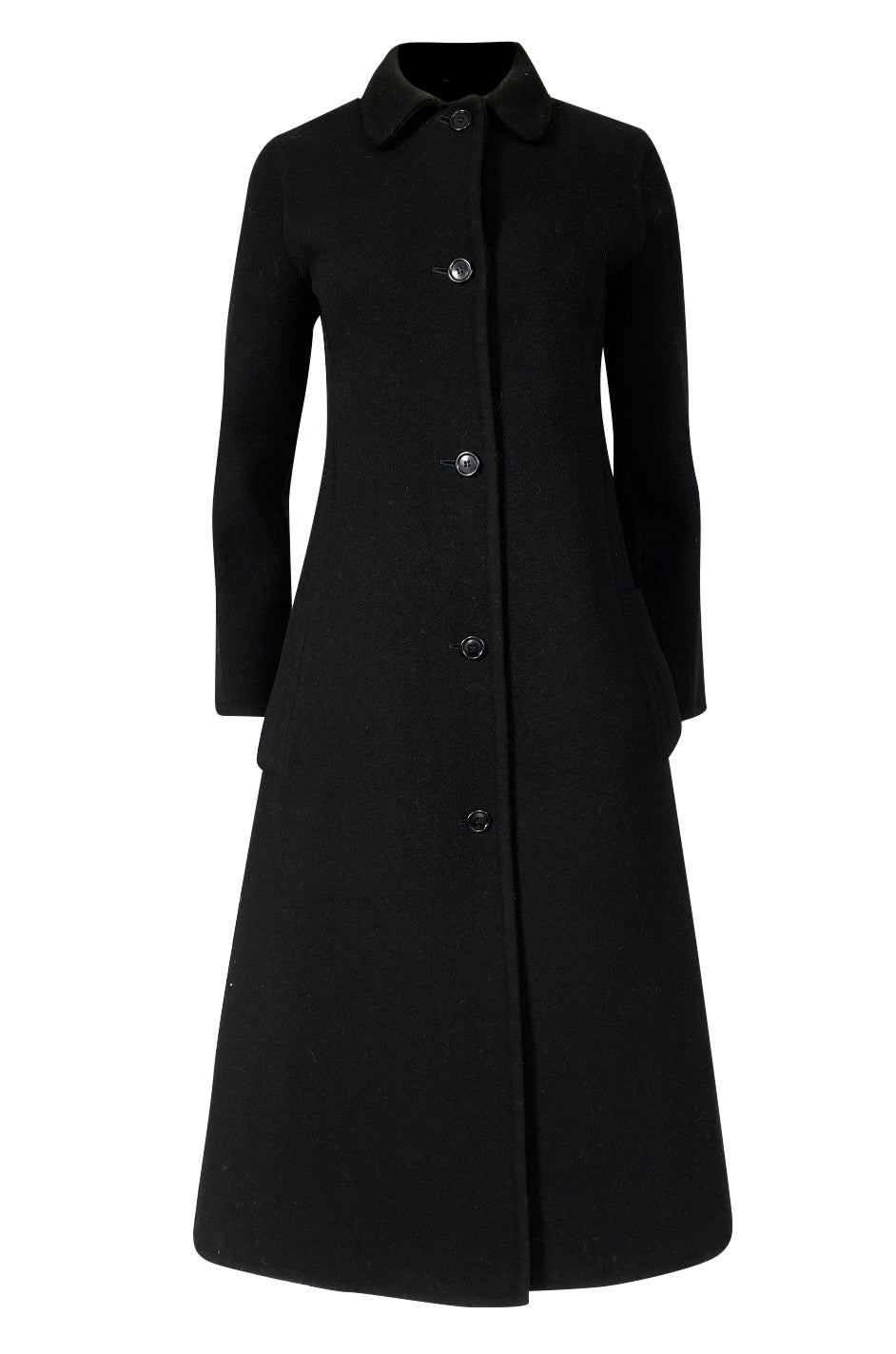 Early 1980s Halston Chic and Simple Black Wool & Cashmere Coat ...