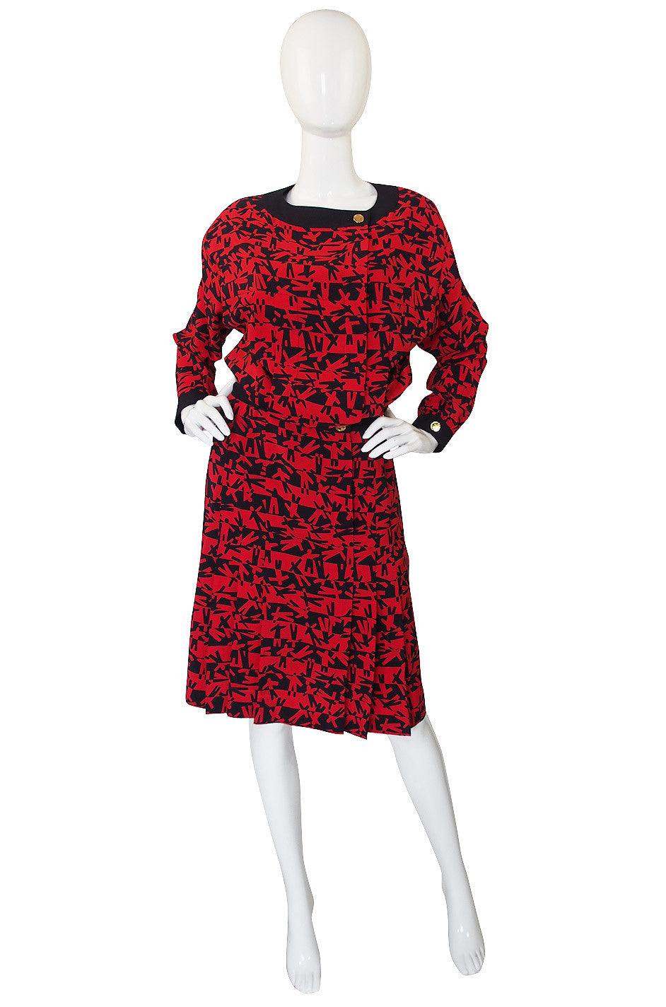 1980s Print Red & Navy Chanel Skirt and Top Set – Shrimpton Couture