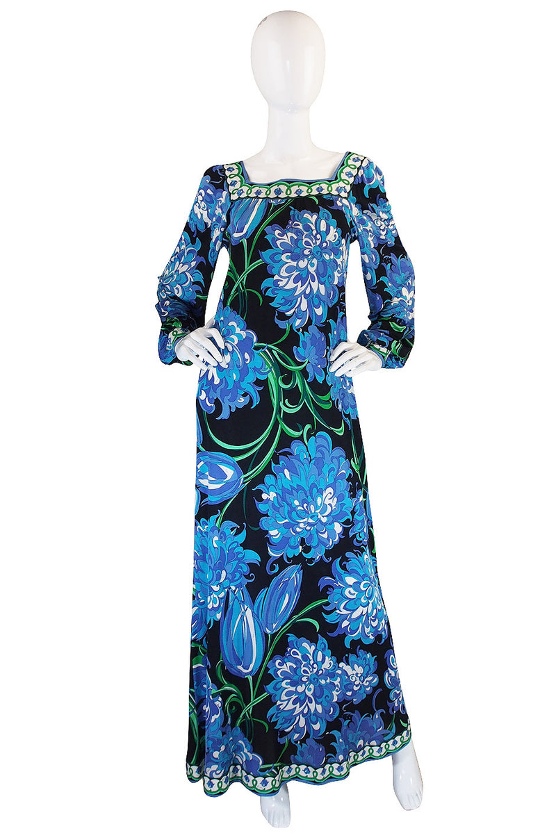 1970s Blue Print Silk Jersey Pucci Caftan Dress – Shrimpton Couture