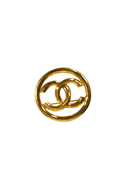 Vintage Gold Tone Chanel Logo Brooch