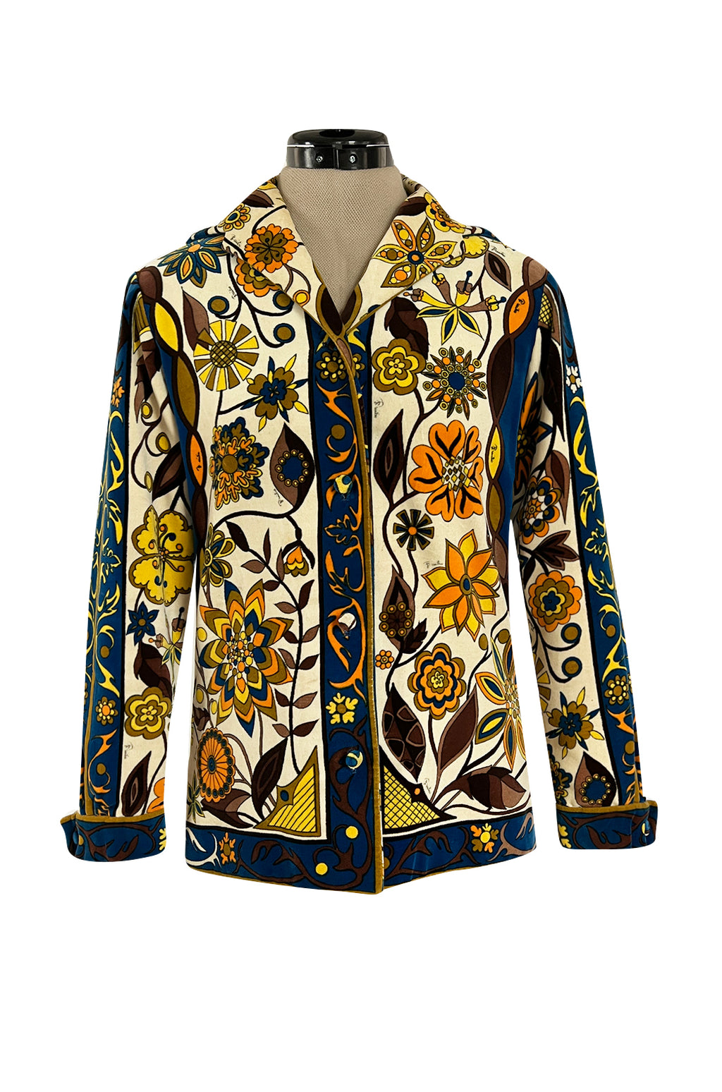 1960s Emilio Pucci Velvet Yellow Orange Car Coat