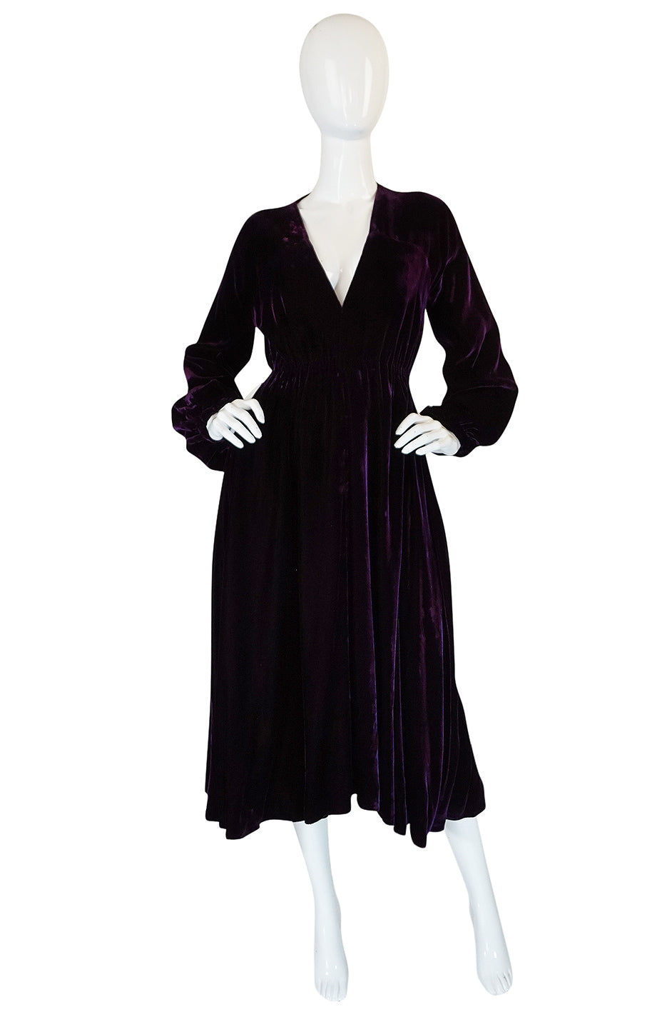 1970s Halston Rich Purple Velvet Deep Plunge Dress – Shrimpton Couture