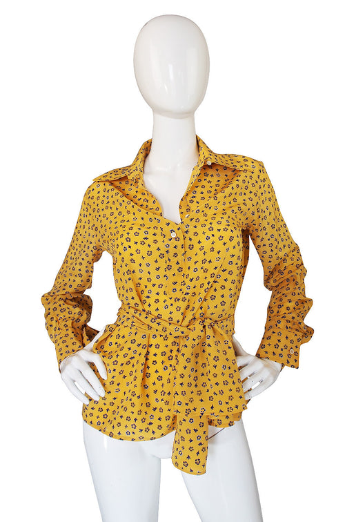 1975 Valentino Lemon & Blue Silk Shirt