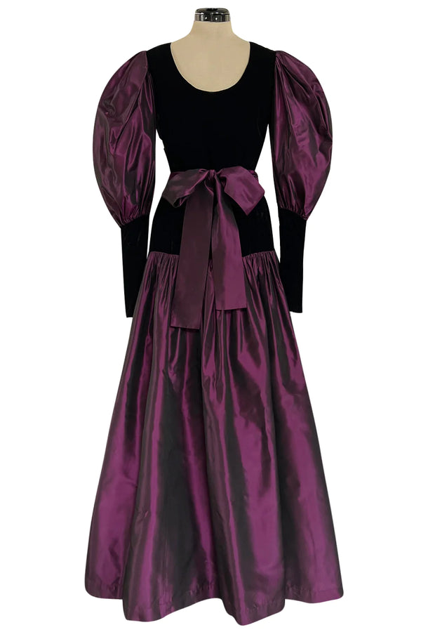Yves Saint Laurent 1988-89 F/W Black Lace Bustier Silk Chiffon Evening Gown  – Featherstone Vintage
