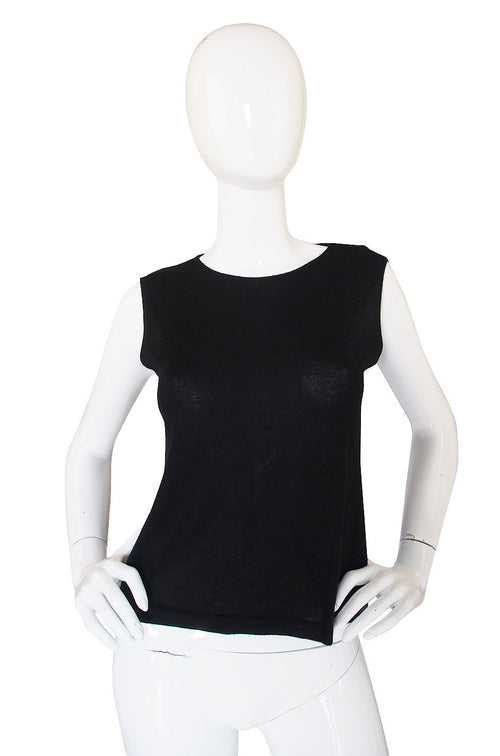 1990s Chanel Black Cashmere Shell Top