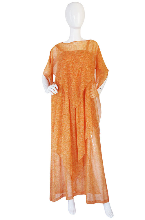 1970s Silk Chiffon Hem Yves Saint Laurent Dress & Capelet