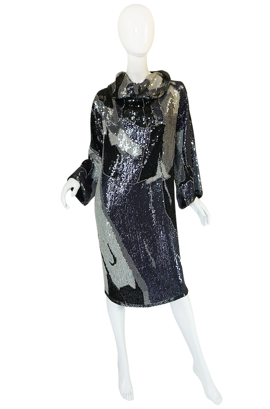 1983 Silver and Pewter Sequin Halston Tunic Dress – Shrimpton Couture