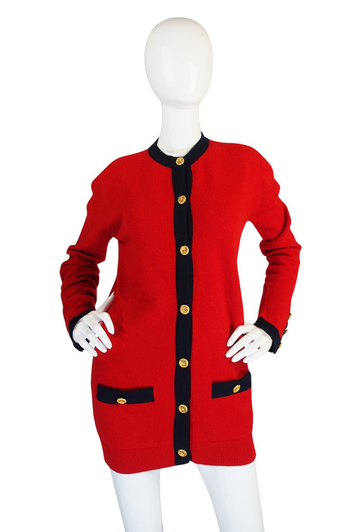 1993 Classic Red Chanel Cashmere Cardigan