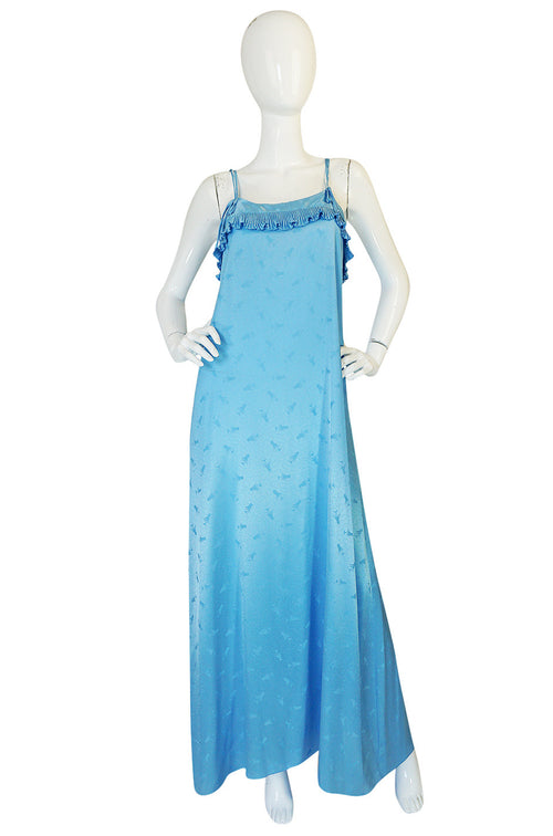 1970s Blue Zandra Rhodes Lingerie Dress