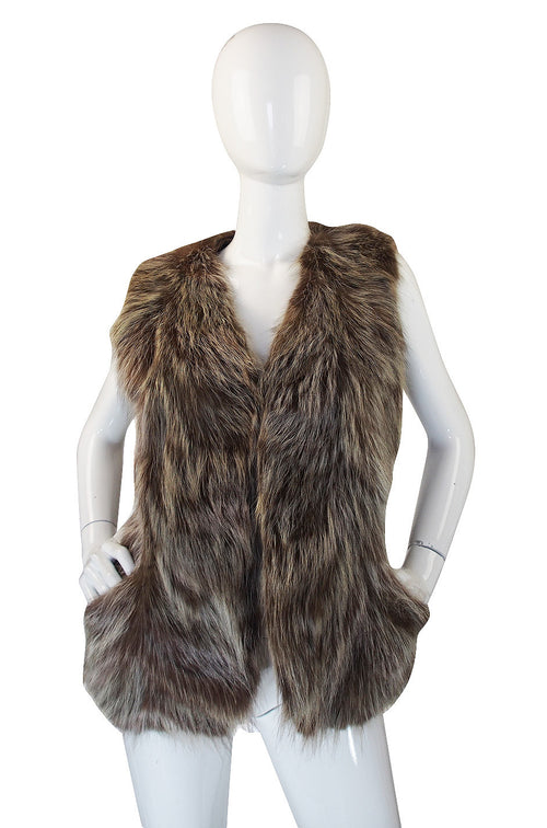 1970s Hippie Chic Racoon Fur Vest