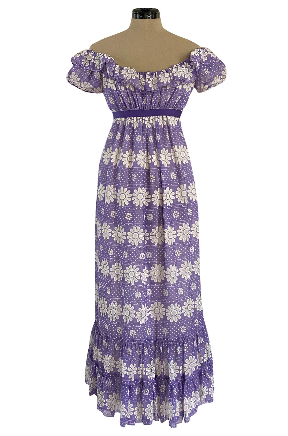 Late 1960s Anne Fogarty Soft Lavender Purple & White Floral Off Should ...