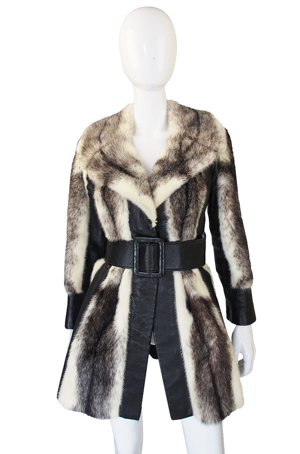 1970s Belted Leather & Mink Fur Jacket