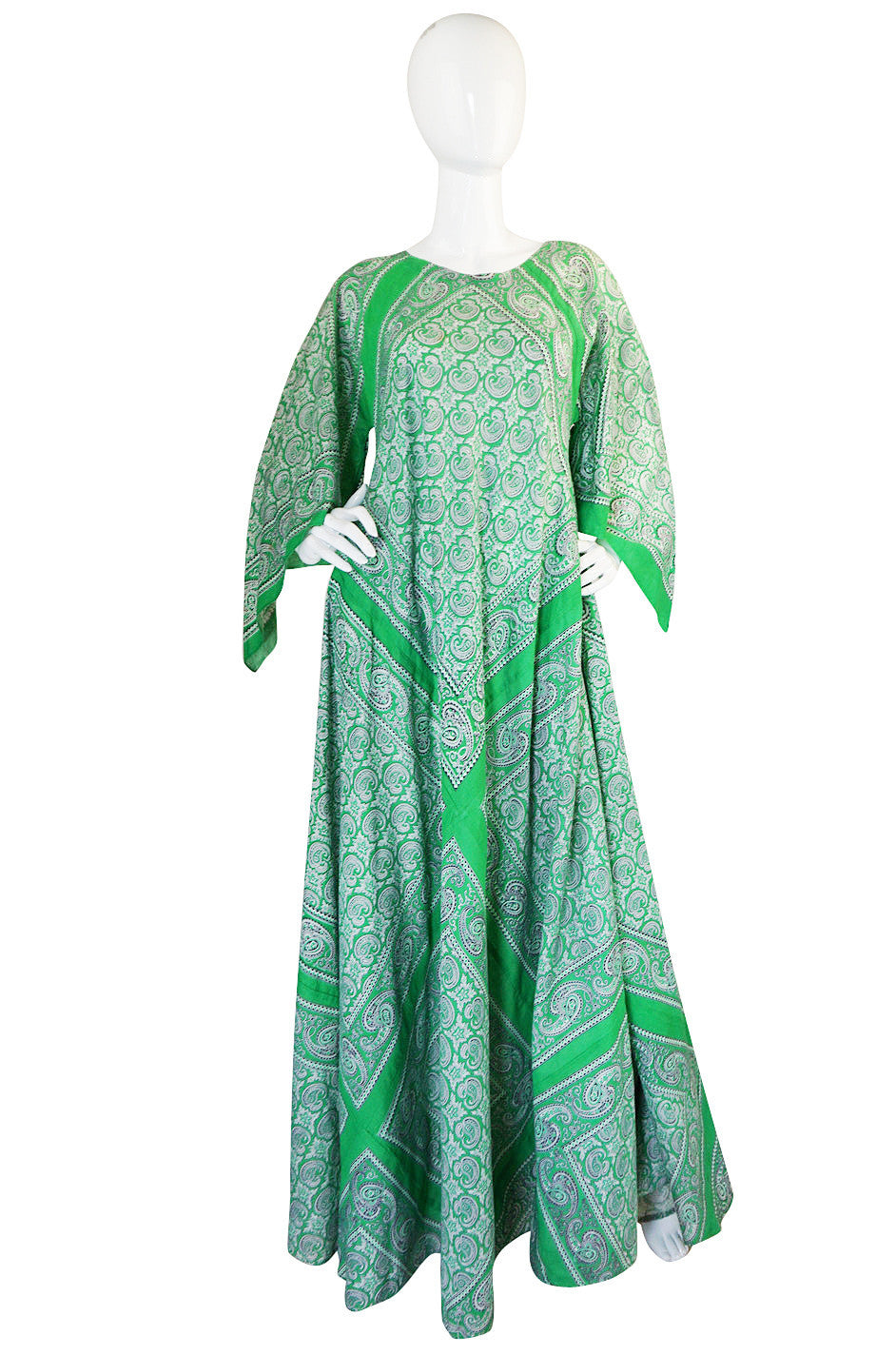 1970s Green Print Bandanna Scarf Cotton Caftan Dress – Shrimpton Couture