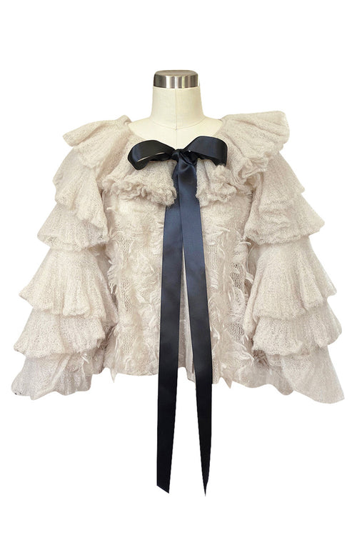 Fall 2009 Chanel Gossamer Mohair Knit Ruffled Sleeve Fantasy Evening Jacket