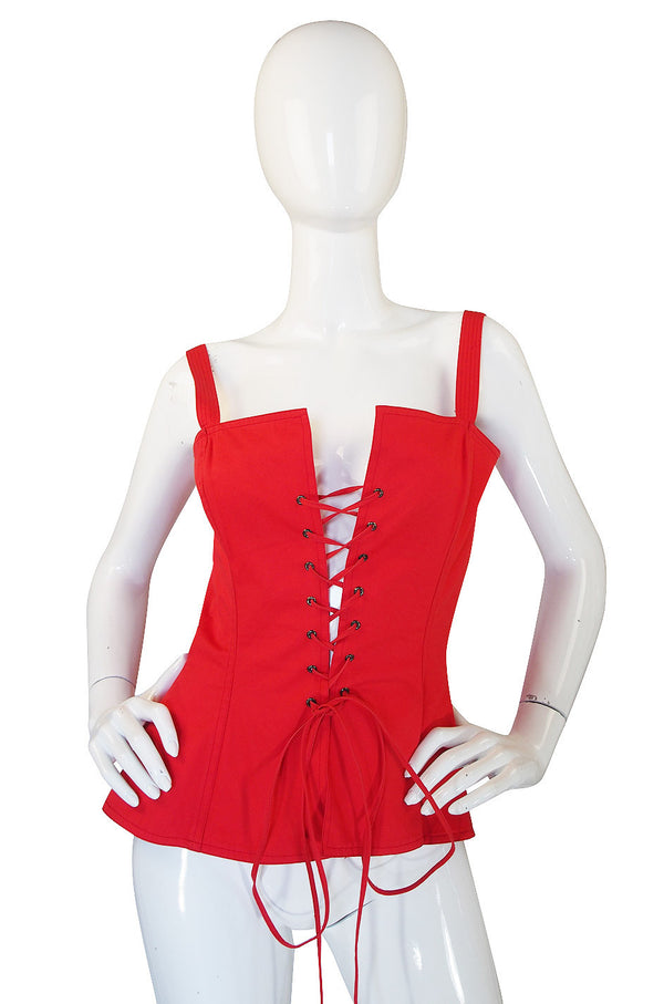 1970s Yves Saint Laurent Red Corset Top