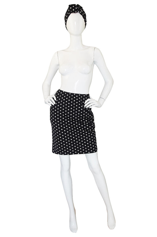 1980s Amazing Norma Kamali Dot Skirt & Turban