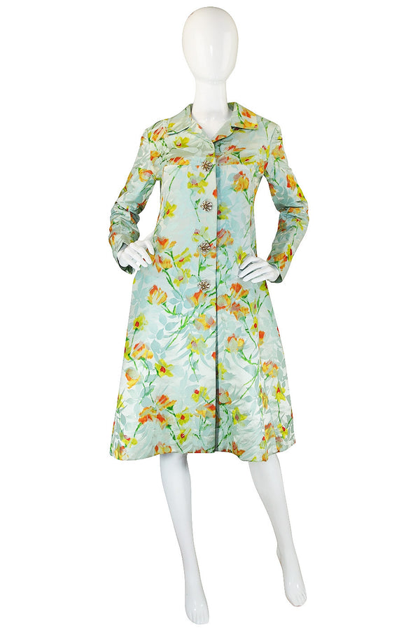 1960s Wonderful Kiki Hart Silk Brocade Coat