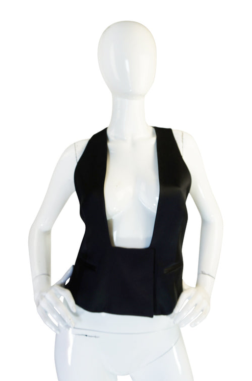 Iconic 1990s Black Silk Yves Saint Laurent Tuxedo Vest