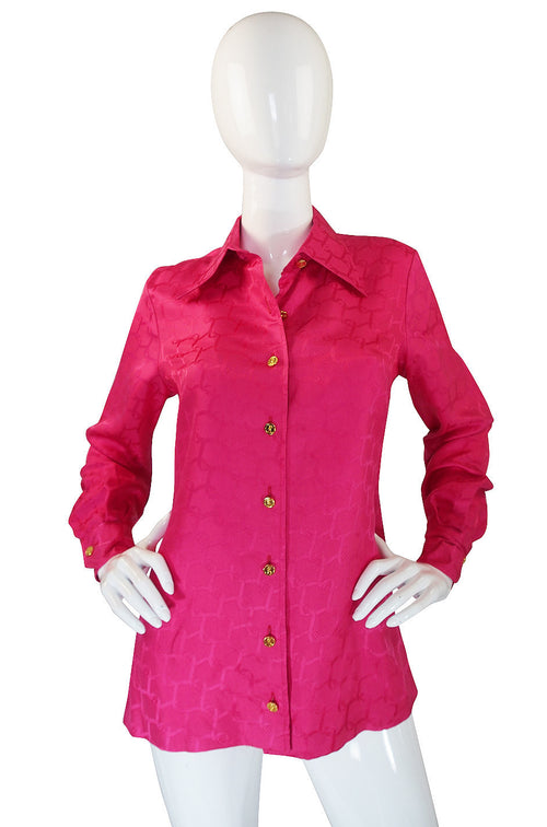 1970s Roberta De Camerino Pink SIlk Top