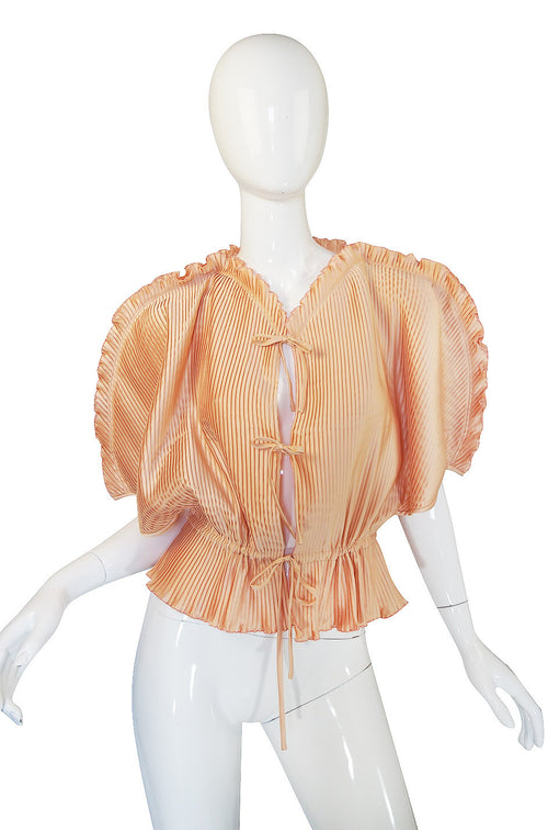 1970s Zandra Rhodes Pleated Peach Bed Jacket