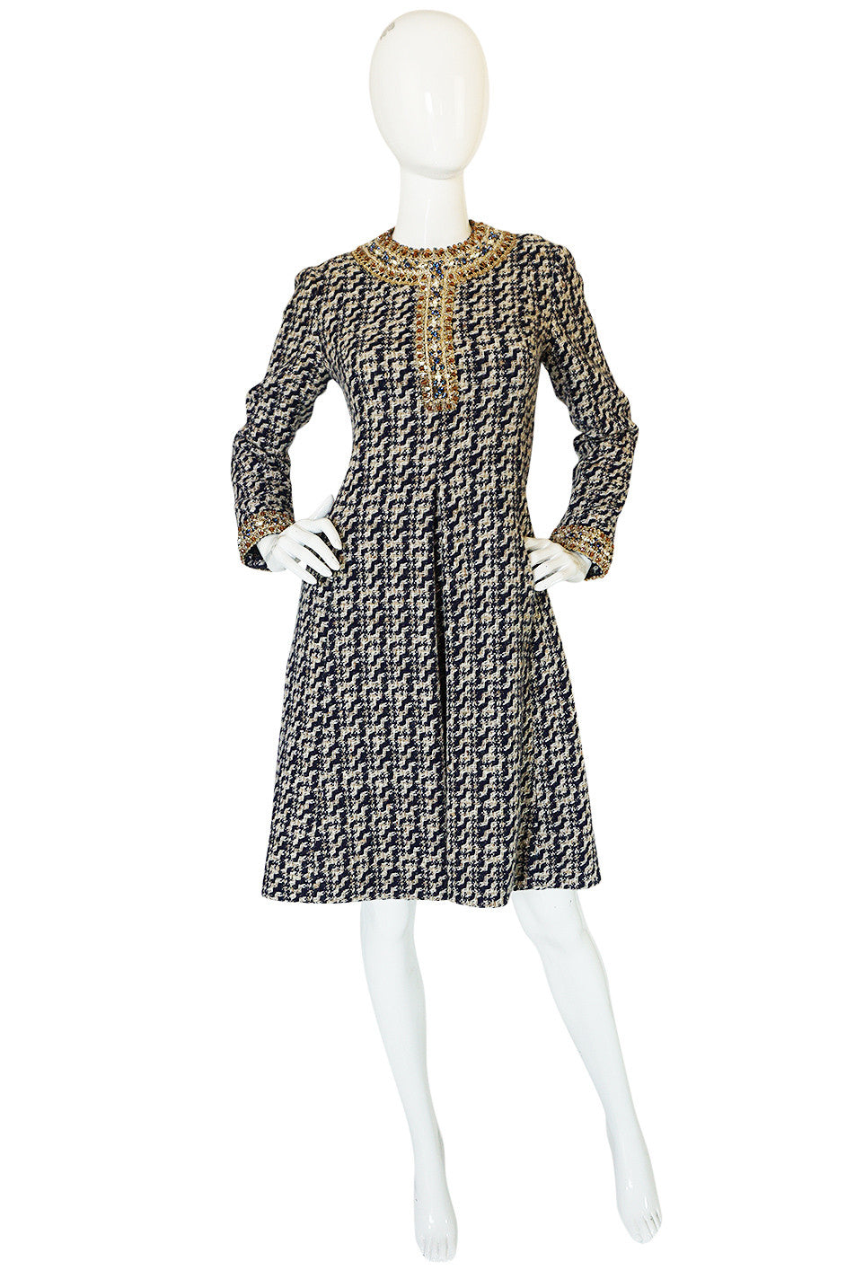 1960s Jewelled Collar Tweed Malcolm Starr Dress – Shrimpton Couture