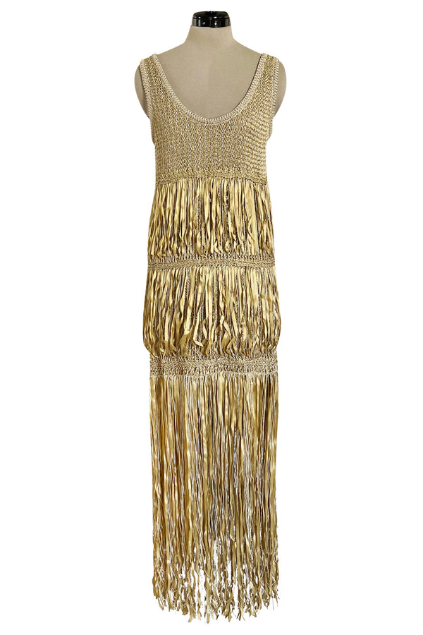 Incredible Cruise 2011 Chanel by Karl Lagerfeld Gold Ribbon & Metallic Cord Knit Dress