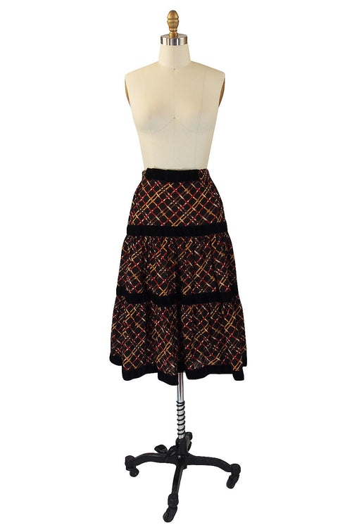 1970s Yves Saint Laurent Plaid Challis Skirt