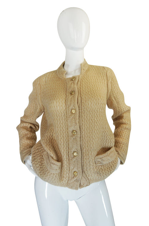 1978-1983 Chanel Creations Camel Color Knit Sweater Cardigan