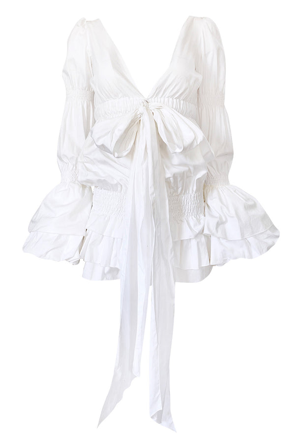 Spring 2006 Roberto Cavalli White Cotton Plunging Mini Dress