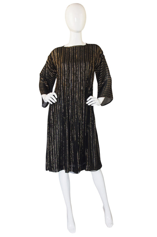 1970s Malcolm Starr Gold Thread Caftan Dress