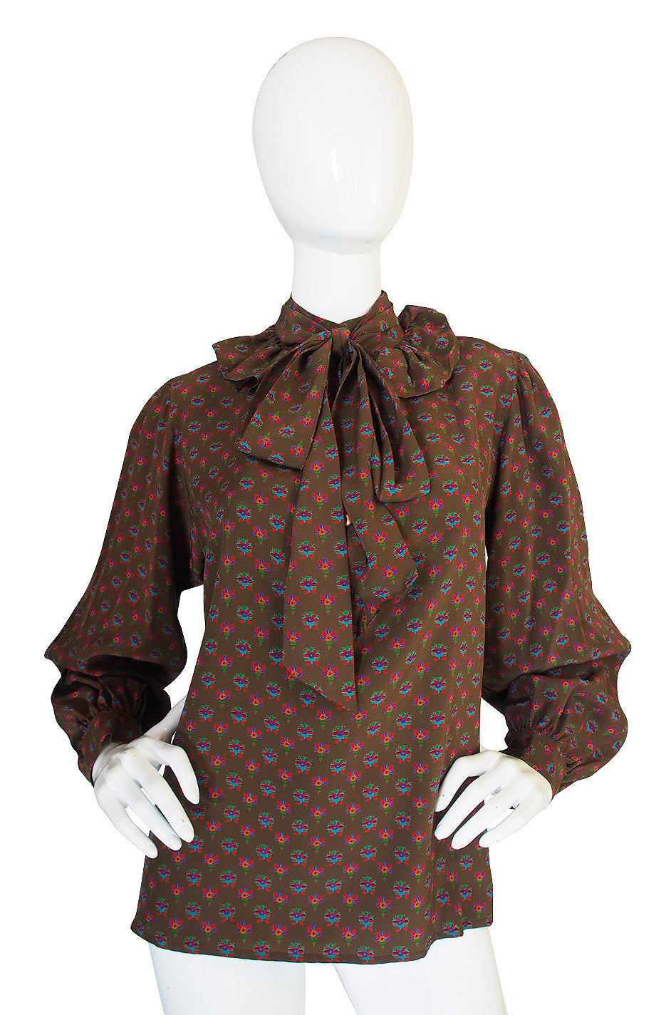 1970s Yves Saint Lauent Silk Ruffle Print Top – Shrimpton Couture
