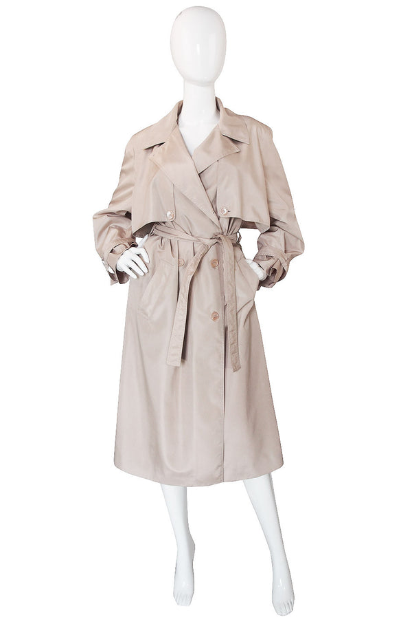 1980s Silk Look Celine Camel Trench Coat