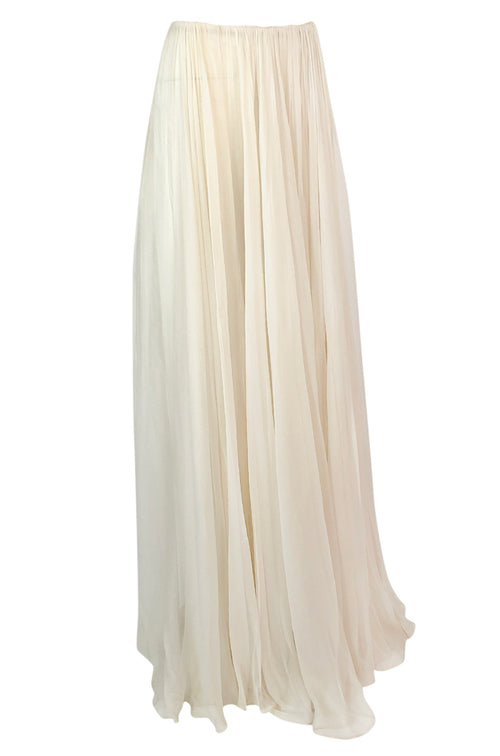 Recent Maria Lucia Hohan Ivory Silk Chiffon Trained Maxi Skirt