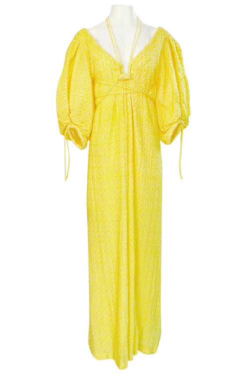 Fall 2016 Rosie Assoulin 'Holster' Bubble Sleeve Yellow Puff Fabric Tie Dress