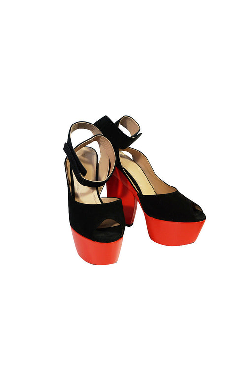 NIB Spring 2012 Celine Suede Lipstick Red Platforms