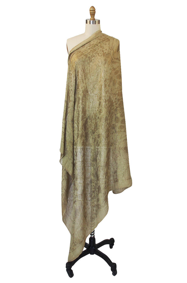 Rare 1920s Gold Thread Lame Shawl or Scarf