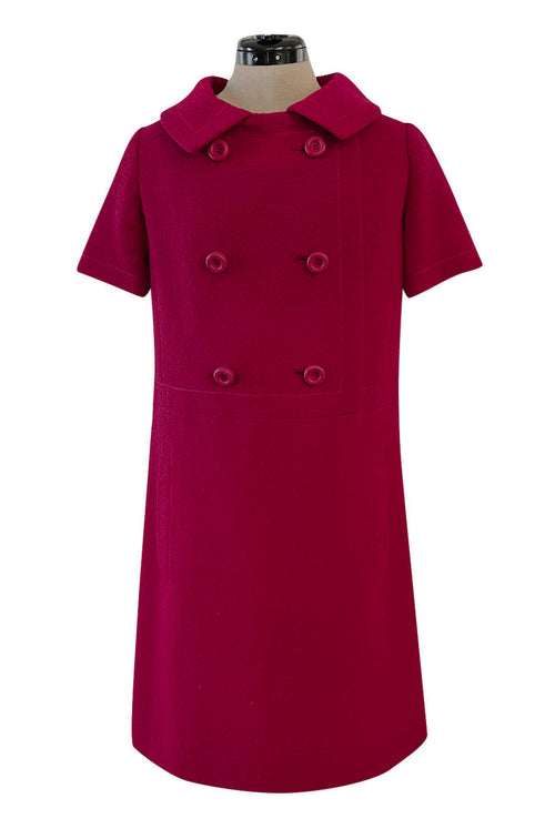 Documented Spring 1966 Christian Dior by Marc Bohan Haute Couture Raspberry Fuchsia Shift Dress