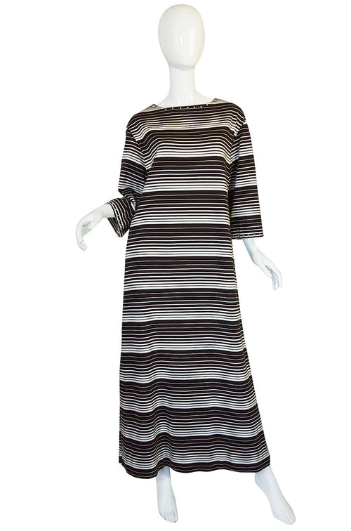 1970s Givenchy Graphic Striped & Studded Caftan Dress