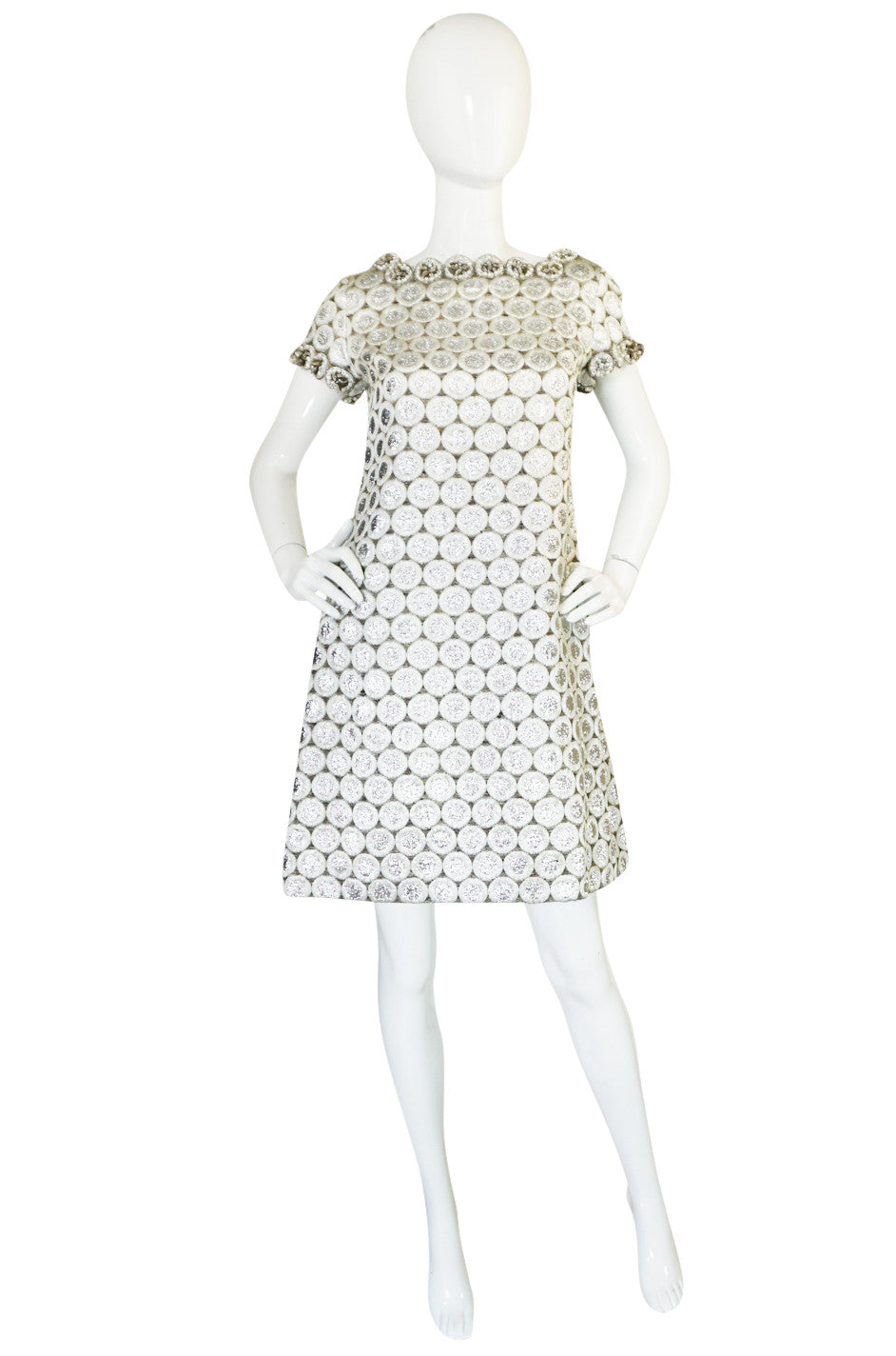 c1966 Numbered Christian Dior Boutique Silver Bead Shift Dress ...