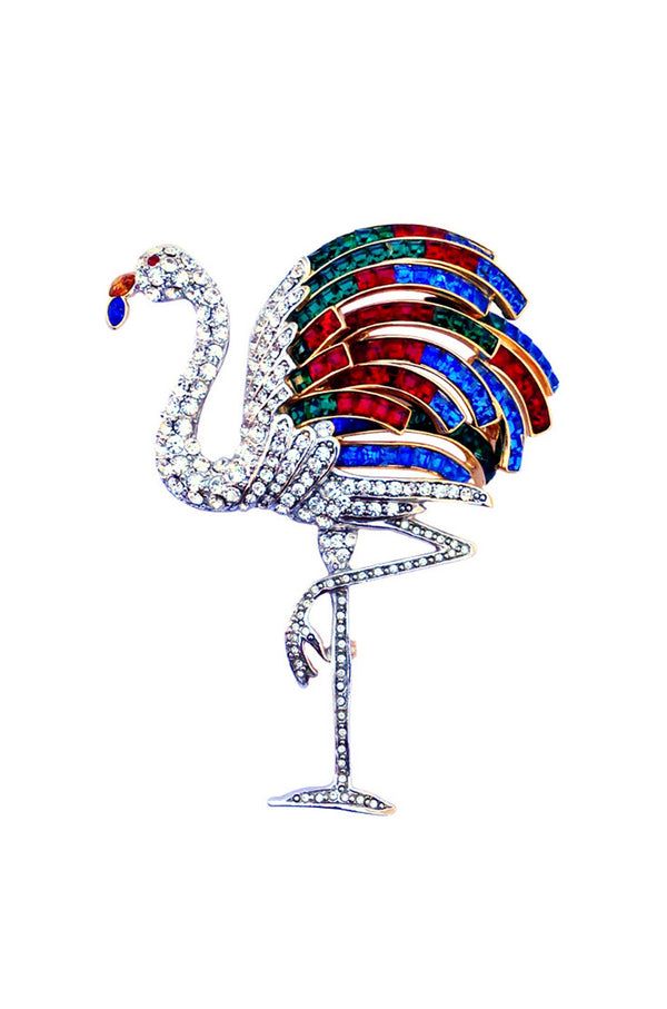 1980s Paste Flamingo Brooch