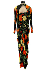 Superb 1957 James Galanos Oversized Floral Print Silk Dress w Matching Jacket