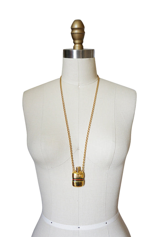 1960s Gucci Gold Plated Perfume Bottle Necklace