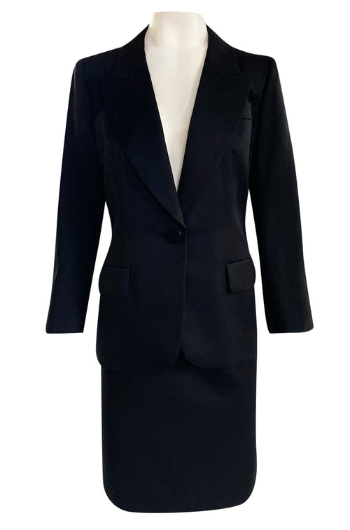 Iconic Fall 1996 Yves Saint Laurent True Haute Couture 'Le Smoking' Black Tuxedo Skirt Suit