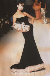 Highly Documented Spring 1996 Christian Dior by Gianfranco Ferre Black Ruffled Flounce Hem Dress