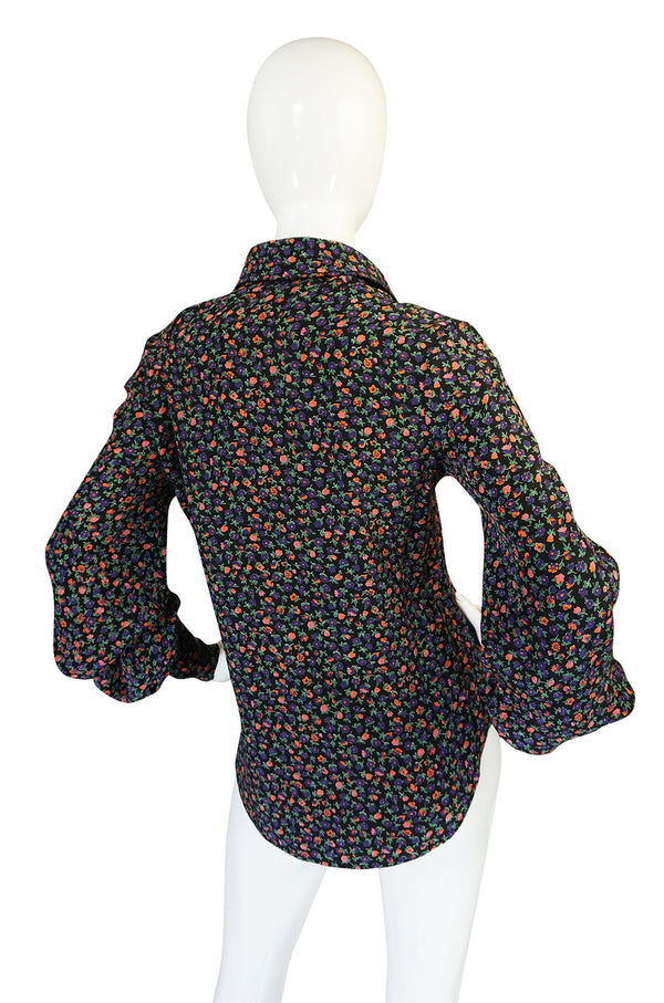 1960s Rare Tiny Floral Print Jeff Banks Silk Shirt