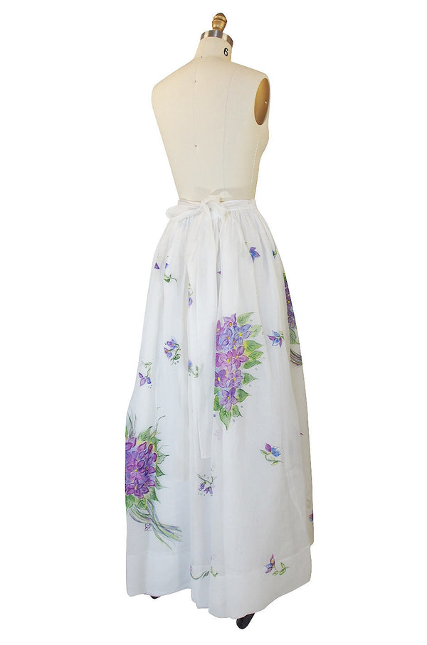 1970s Hand Painted Silk Organza Adolfo Skirt