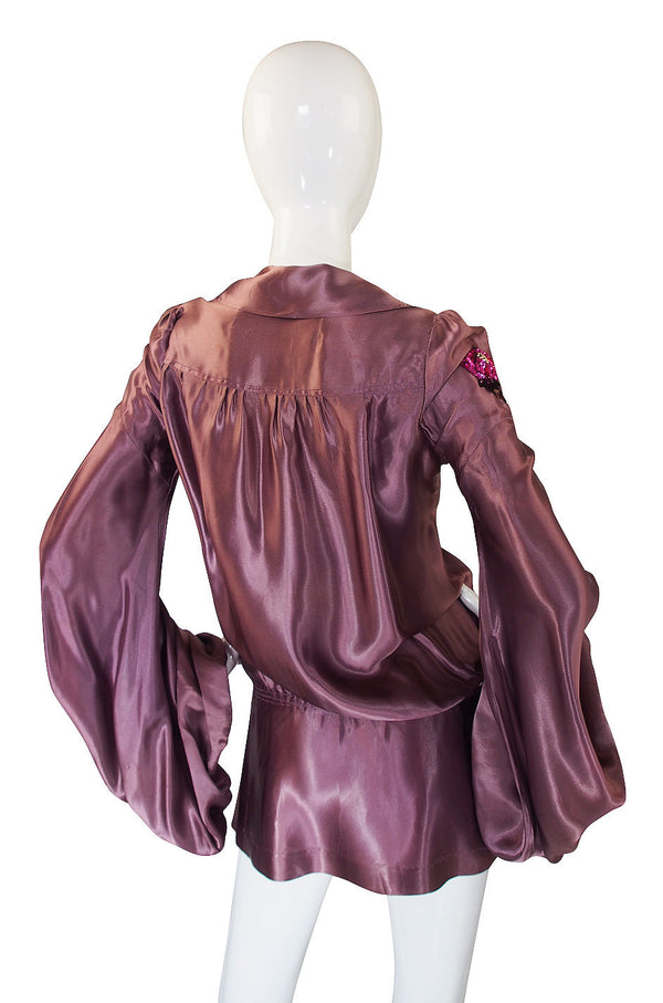 1960s Biba Satin Top with Sequin Detail