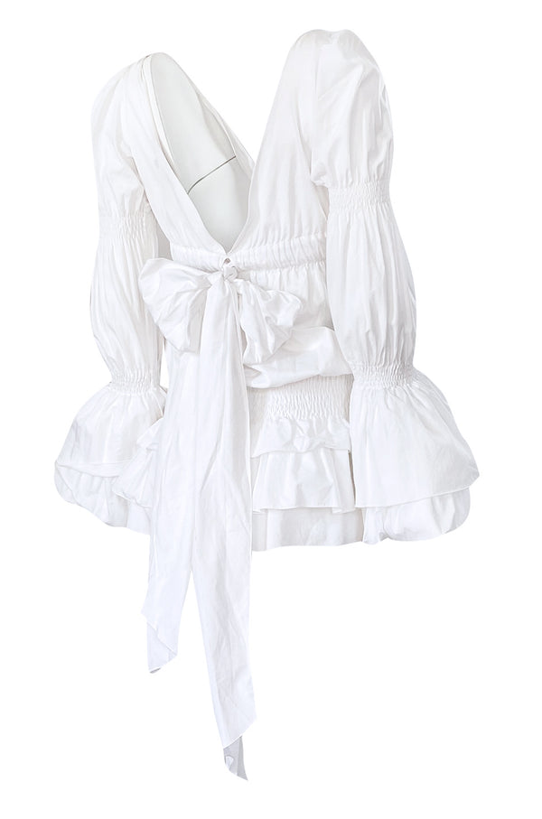 Spring 2006 Roberto Cavalli White Cotton Plunging Mini Dress