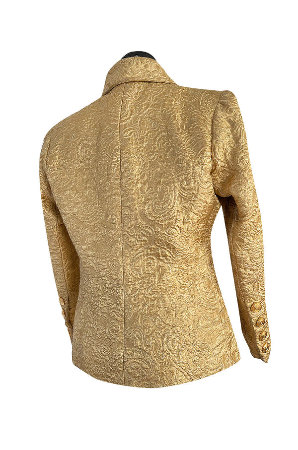 Fall 1977 or Fall 1980 Ady Couture Lausanne Yves Saint Laurent Haute Couture Copy Gold Metallic Thread Jacket