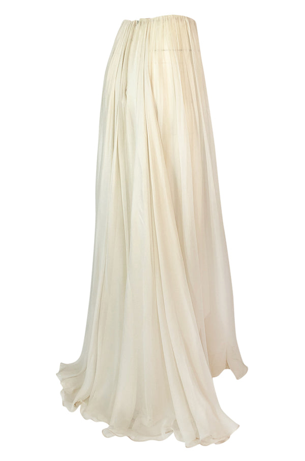 Recent Maria Lucia Hohan Ivory Silk Chiffon Trained Maxi Skirt